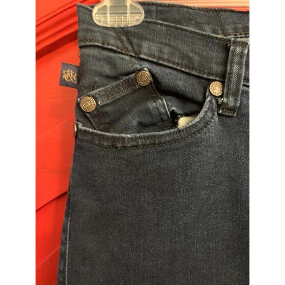Rock & Republic Sz 10 M Kasandra Jean Denim Rose Gold Rivet Pocket Dark Blue EUC - Picture 5 of 5